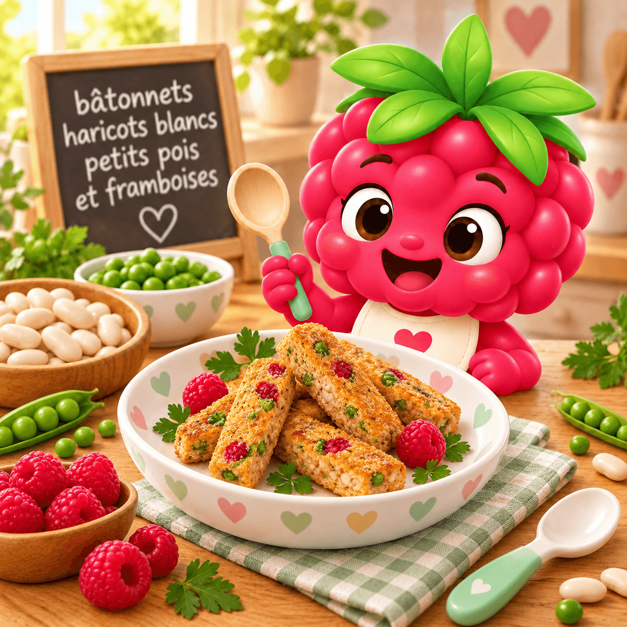 Tonnets Haricots Blancs Petits Pois Et Framboises (b-free)
