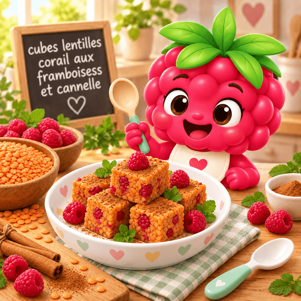 Lentilles Corail Aux Framboisess Et Cannelle (cubes-free)