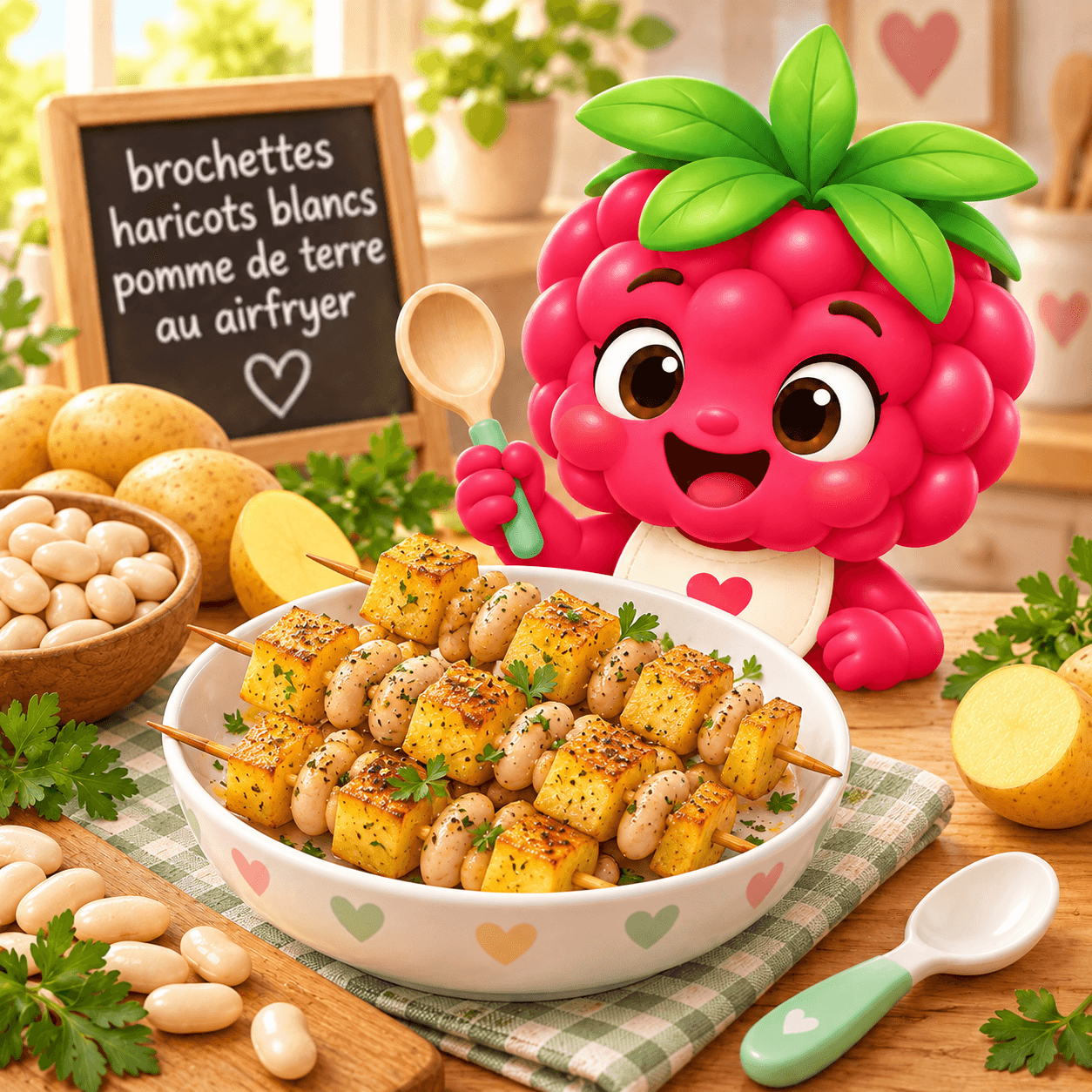 Haricots Blancs Pomme De Terre Au Airfryer (brochettes-free)
