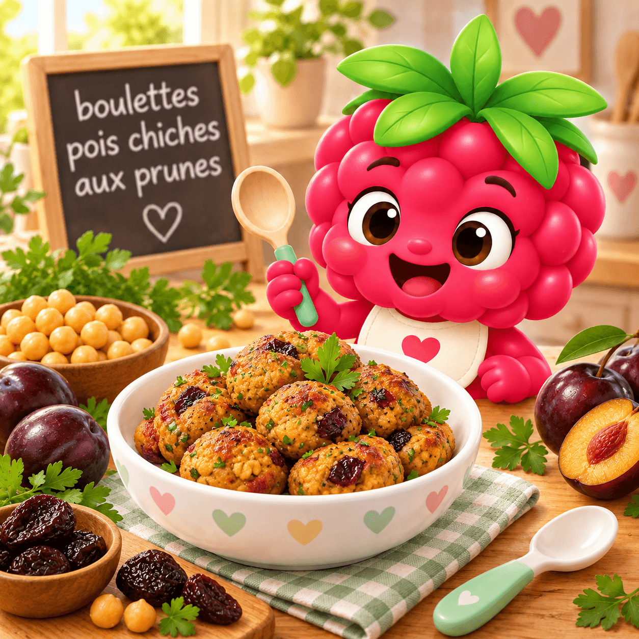boulettes pois chiches aux prunes