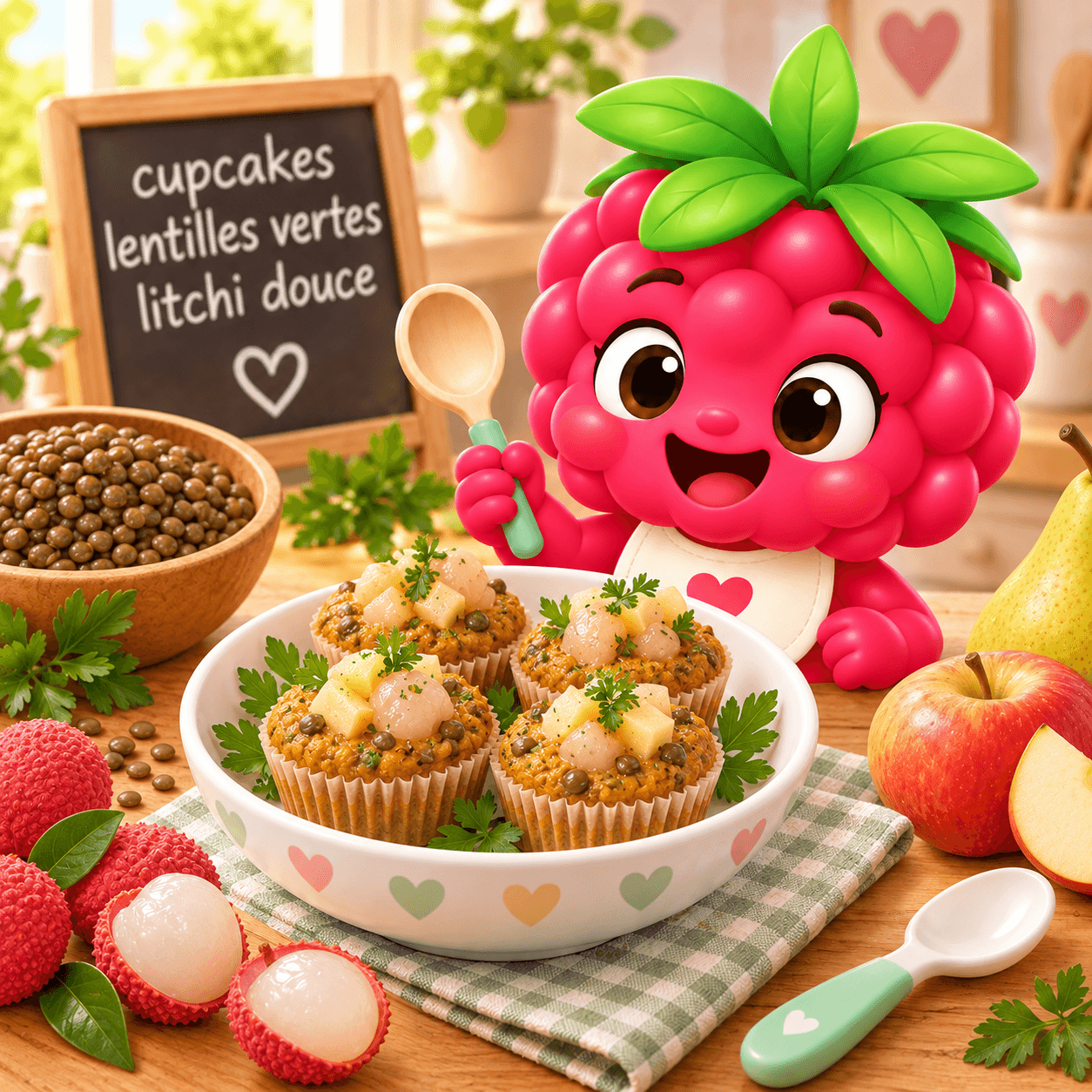 Cupcakes Lentilles Vertes Litchi Douce (arachide-free)