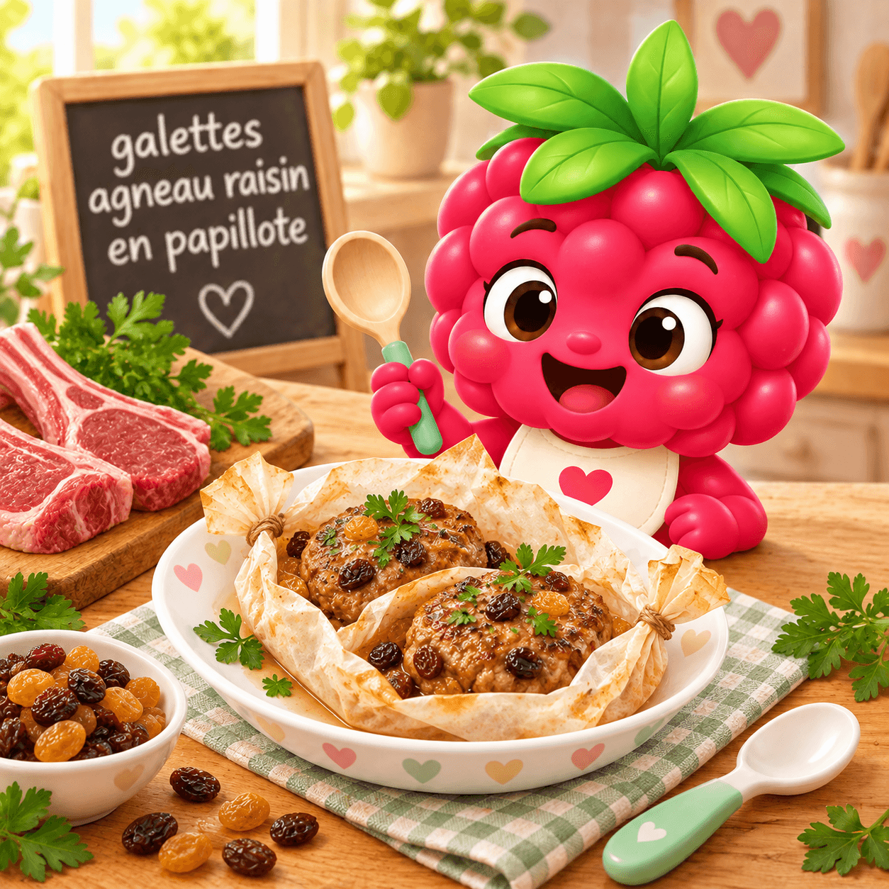Galettes Agneau Raisin En Papillote (crustaces-free)