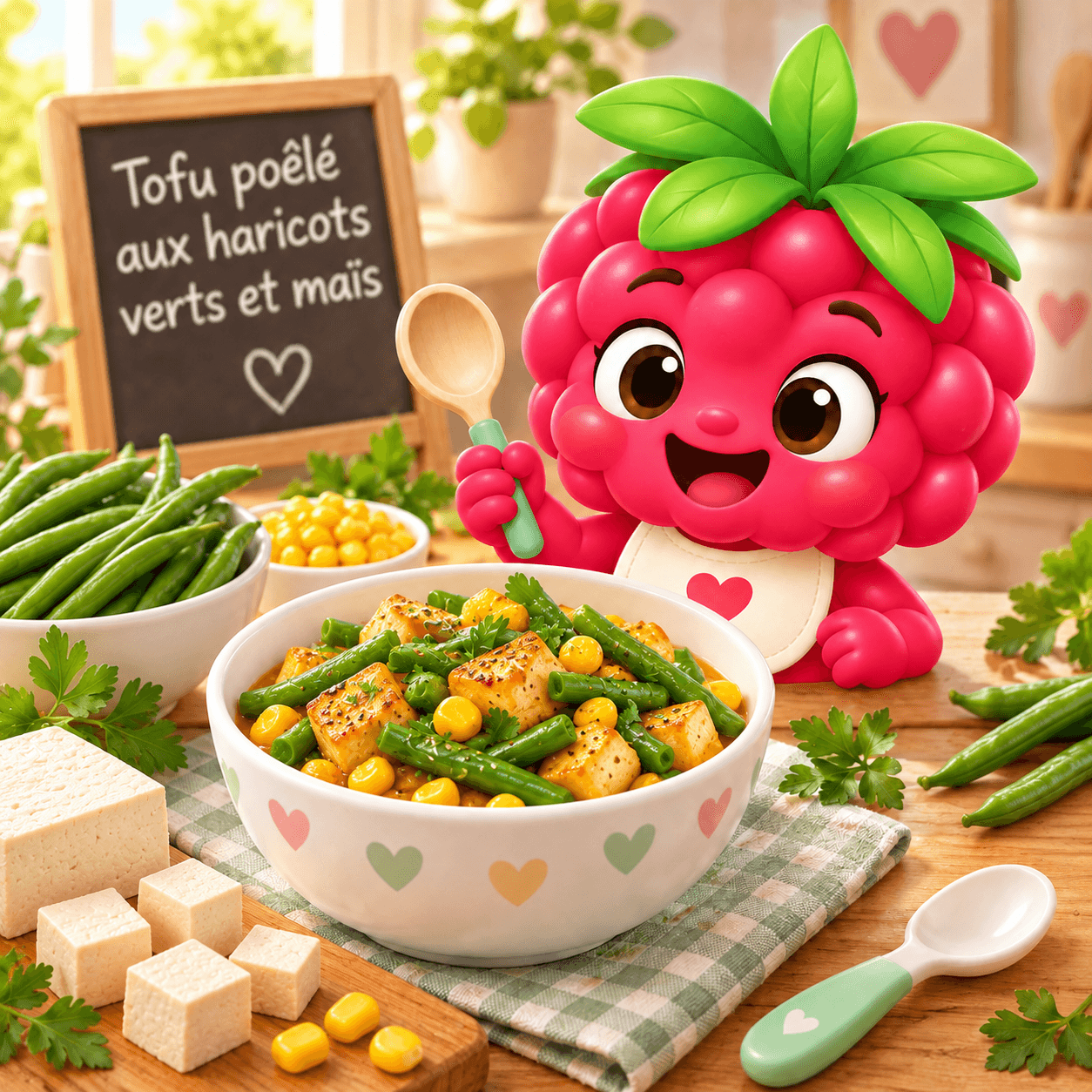 Poele Aux Haricots Verts Et Mais (tofu-free)