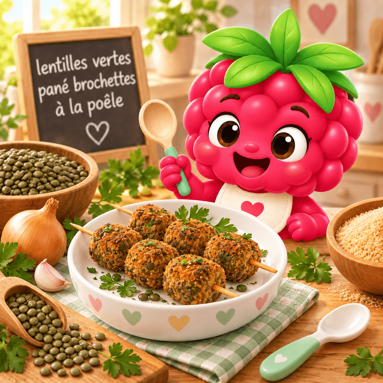 Lentilles Vertes Pan Brochettes La Po Le (moutarde-free)