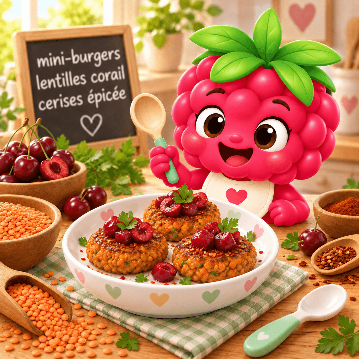 Mini Burgers Lentilles Corail Cerises Pic E (moutarde-free)