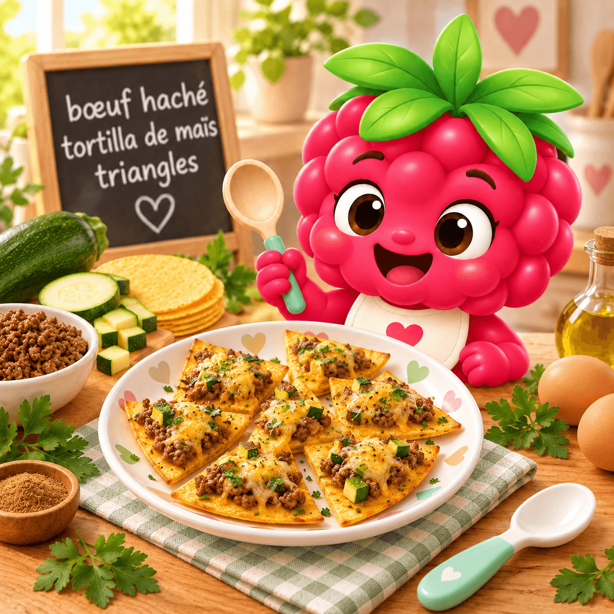 Ground beef and corn tortilla triangles