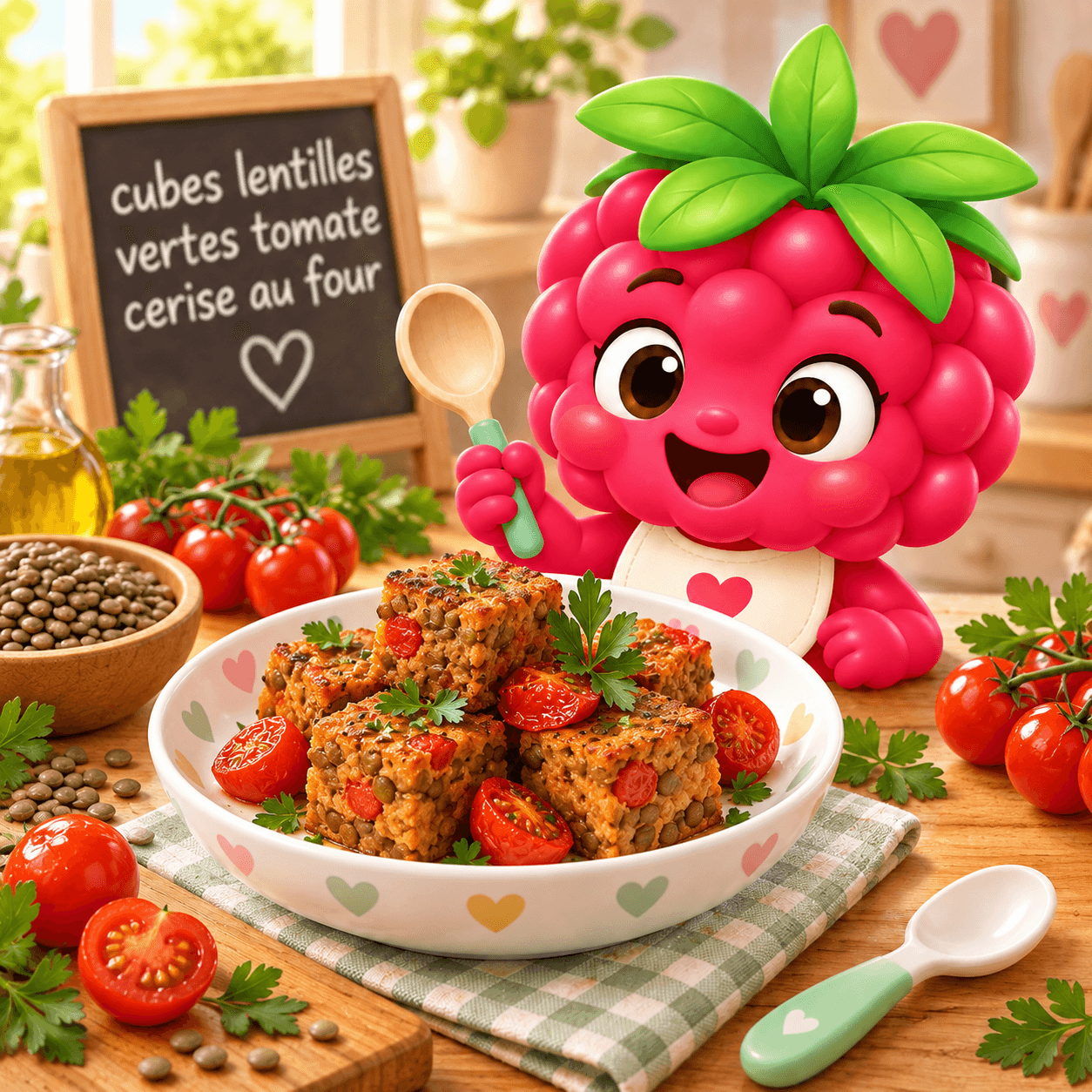 Cubes Lentilles Vertes Tomate Cerise Au Four (soja-free)
