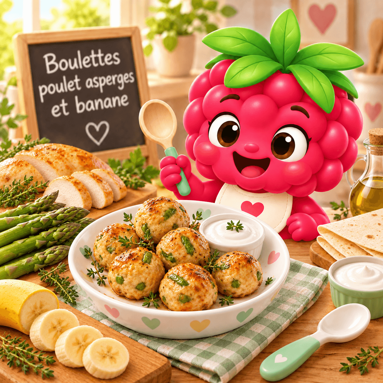Boulettes Poulet Asperges Et Banane (lait-free)