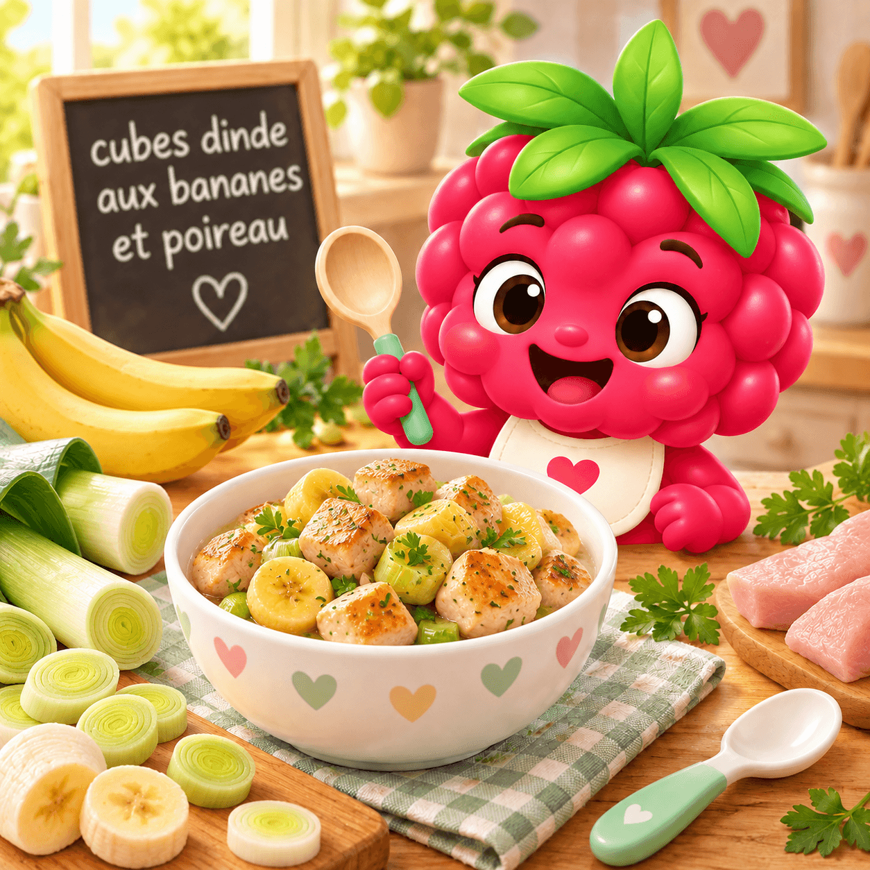 Dinde Aux Bananes Et Poireau (cubes-free)