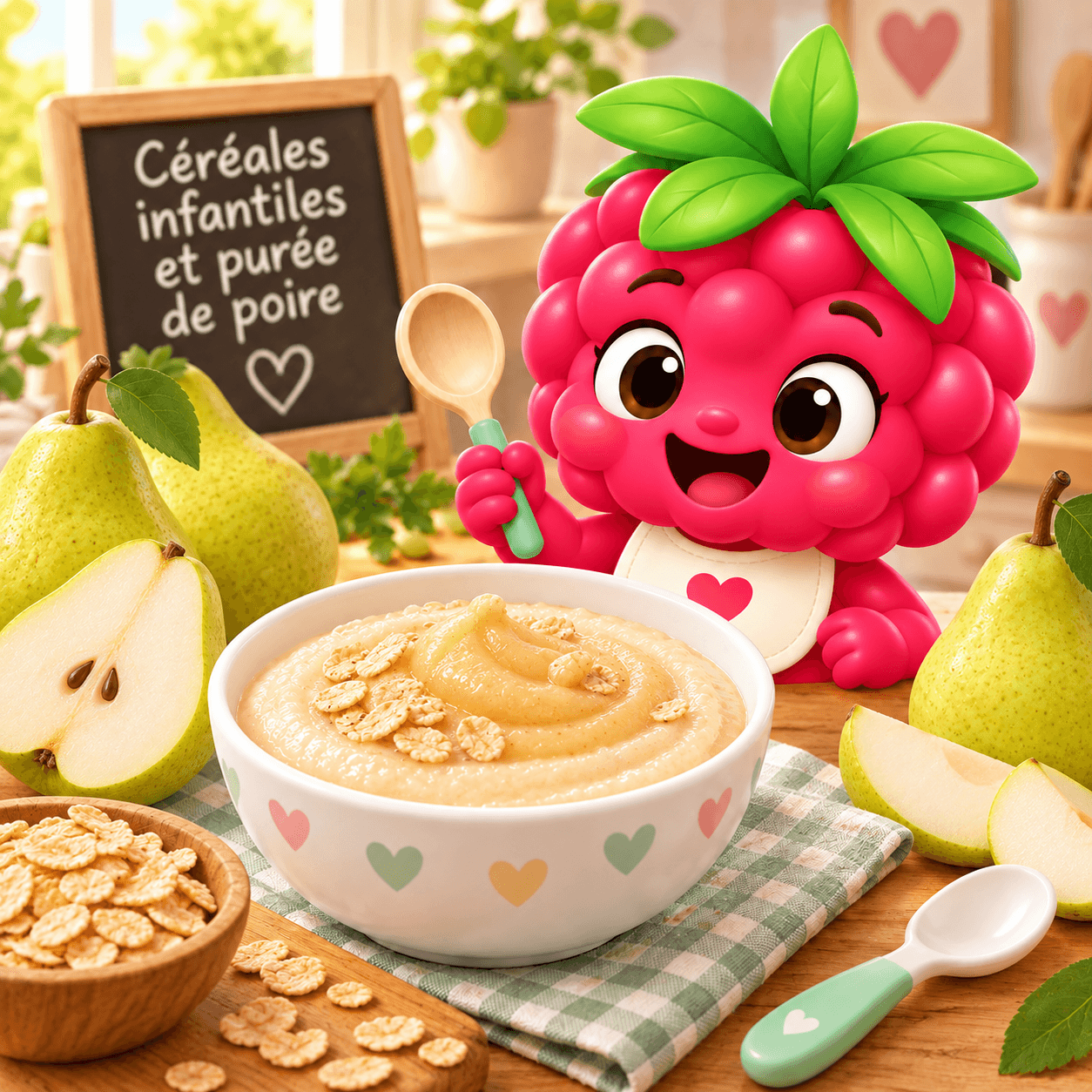 Céréales infantiles et purée de poire
