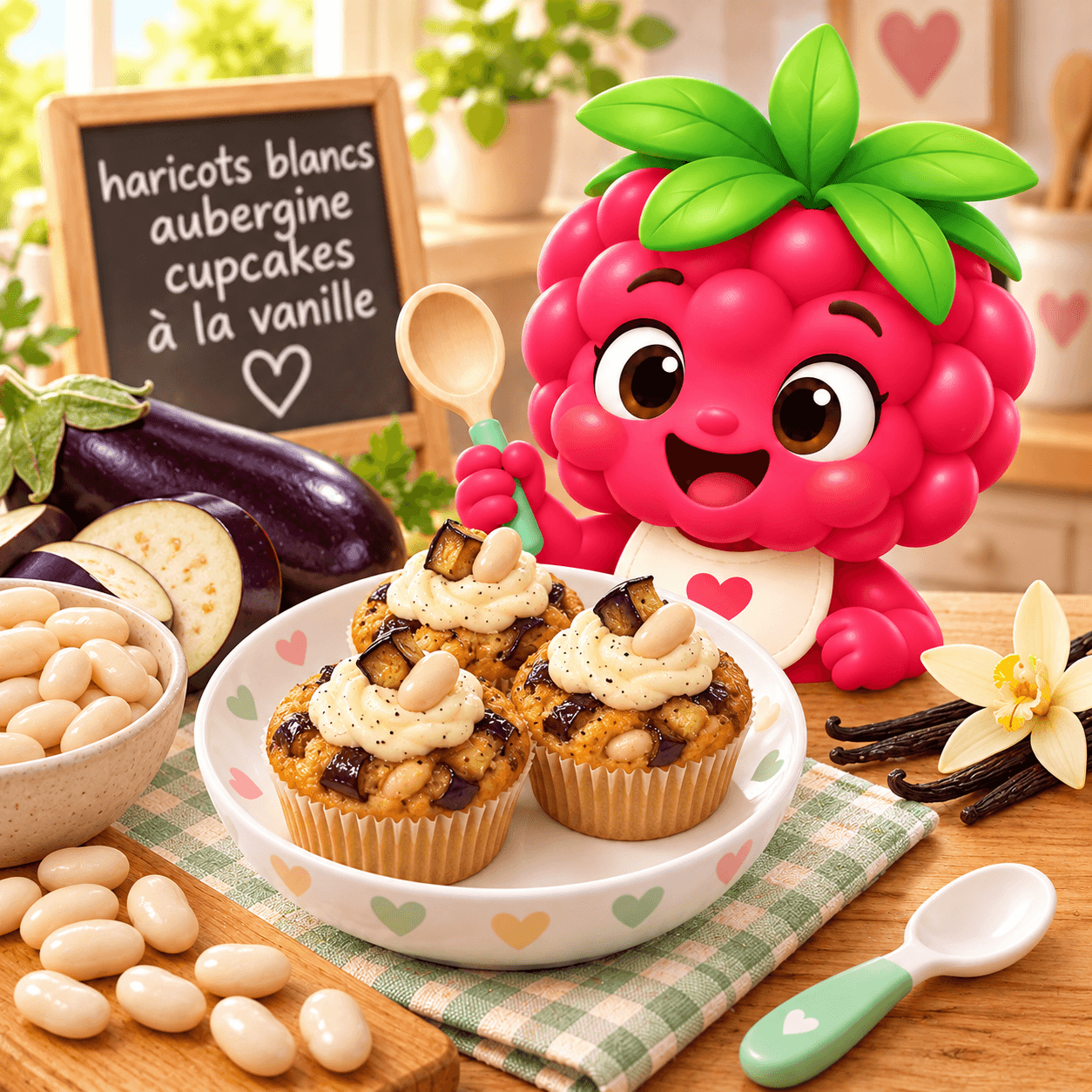 Haricots Blancs Aubergine Cupcakes La Vanille (moutarde-free)