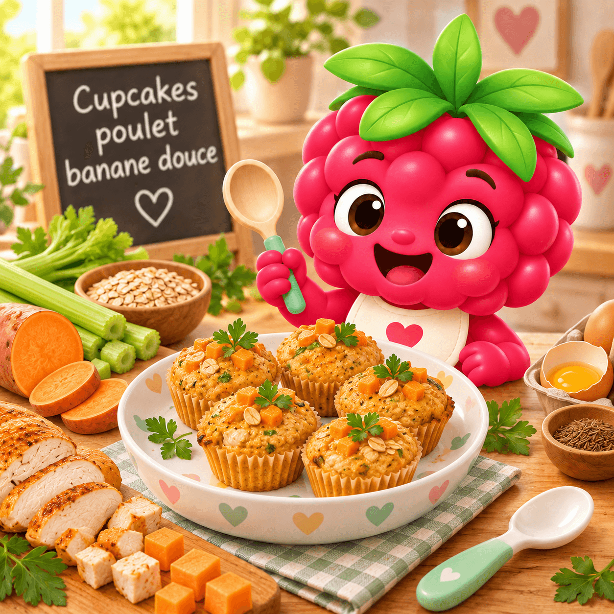Cupcakes Poulet Banane Douce (lait-free)