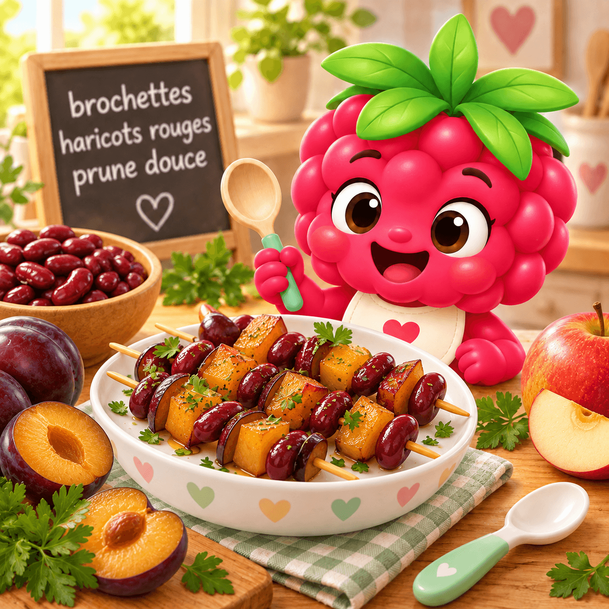 brochettes haricots rouges prune douce