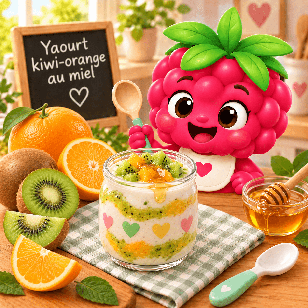Yaourt kiwi-orange au miel