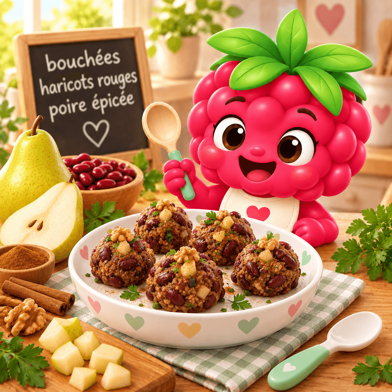 bouchées haricots rouges poire épicée