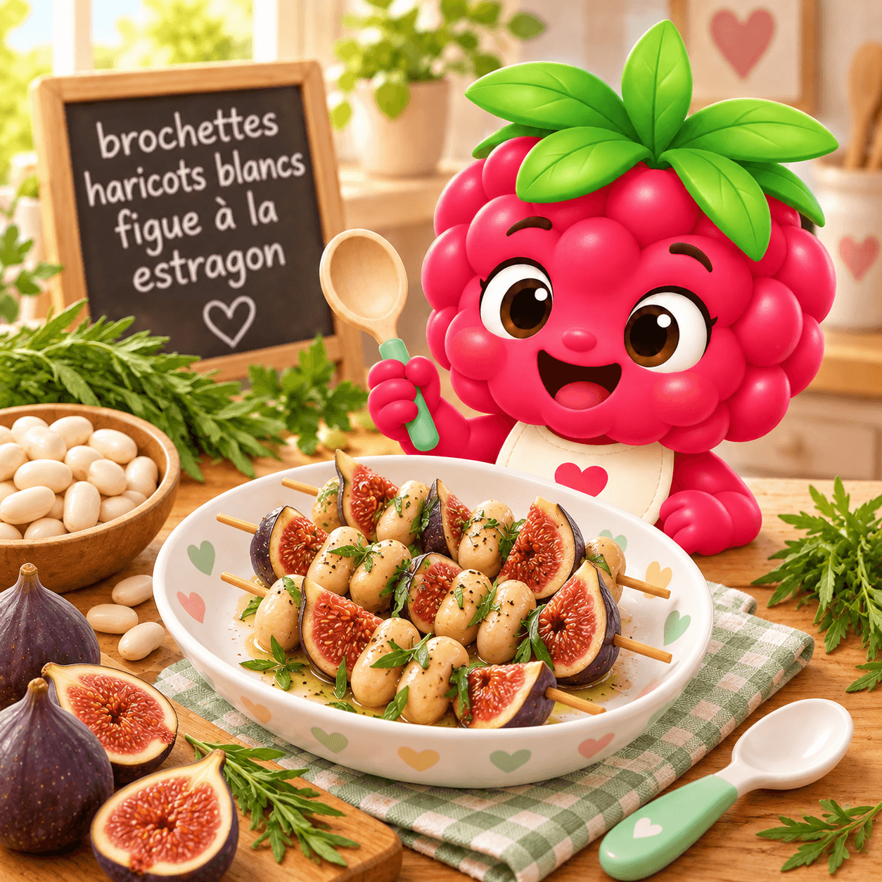 brochettes haricots blancs figue à la estragon