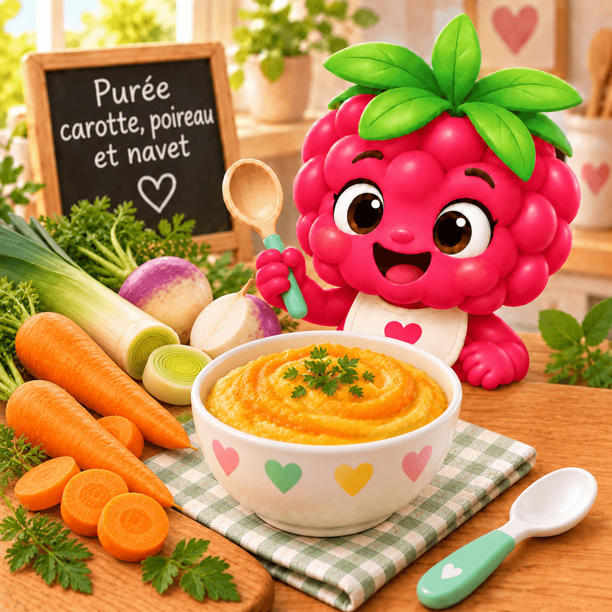 Purée carotte, poireau et navet