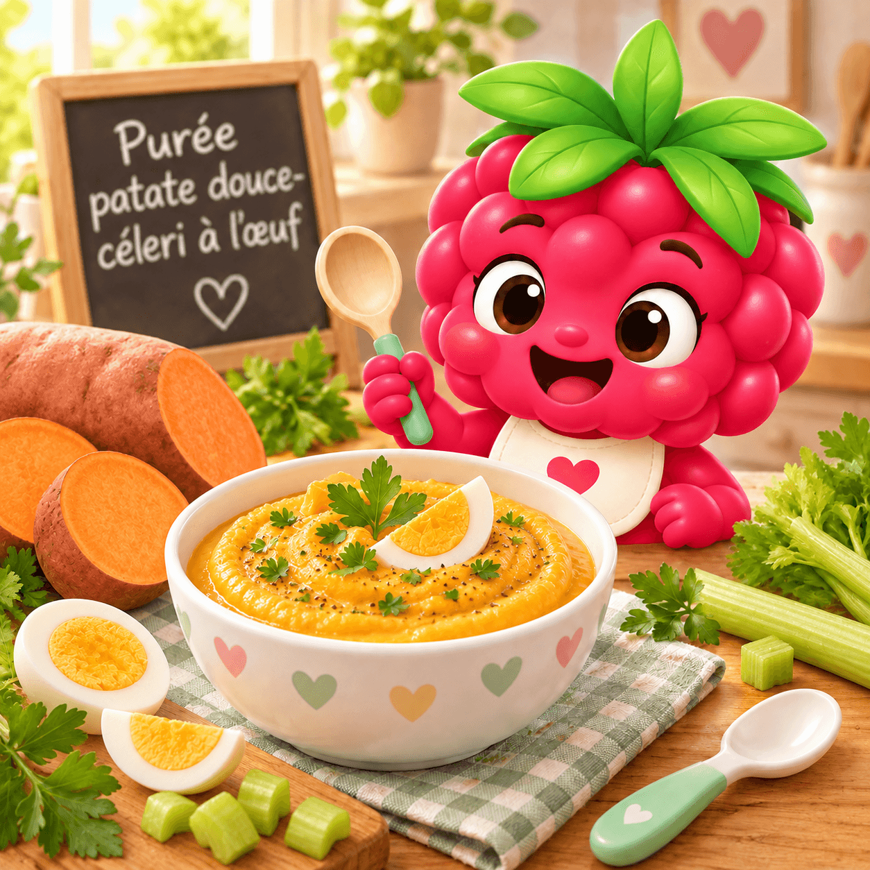 Purée patate douce-céleri à l'œuf